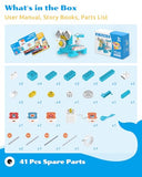 WhalesBot A1 Coding Toy for Kids, Building Block Robot, Fun STEM Toy with Magnetic Controller and Sensor Blocks, Screen-Free Coding with 3 Guide Books for Kids 3-6