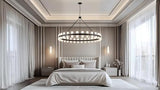 60 Inch Black Wagon Wheel Chandelier with Crystal Shade, 60 Lights