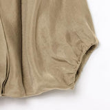 Talakeno Womens Puffed Bomber Jacket Casual Batwing Sleeve Lapel Collar Zip Shirts Oversized Pleated Streetwear Jackets(Khaki,XS2)