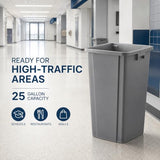 Getzi 5 Pack Black 25 Gallon Square Commercial Trash Can