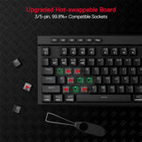 Redragon K580 PRO Wireless RGB Gaming Keyboard, 3-Modes 104 Keys Mechanical Keyboard w/Hot-Swap Socket