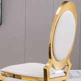HomVent 68''Gold Faux Marble Dining Table Set with 6 Leather Chair