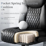 GTPOFFICE Executive Office Chair with Comfortable Lumbar Support, Ergonomic Gaming Chair with Flip-up Armrests & Zoned Pressure-Relief Cushion, Comfy PU Leather Desk Chair, Black