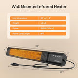 Powerscale Infrared Heater 1500W with Remote, 2.5s Instant Heat & Memory Function, Electric Patio Heater 4 Heat Levels, IP65 Waterproof - Indoor/Outdoor Space Heater for Garage, Backyard, Black