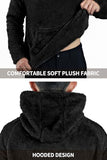 GINGTTO mens sherpa hoodie sweater Fleece Sweatshirt Black Fuzzy Supersoft Winter Hoodie With Sherpa Lining Men Size S