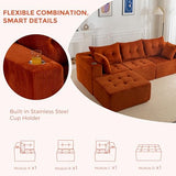 MAXYOYO Boneless Couch, L-Shaped Modular Cloud Couch, 4-Seat Sofa, Ottoman