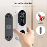 2K Doorbell Camera Wireless with Head-to-Toe View, No Monthly Fee, Video Doorbell with 2-Way Audio