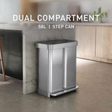 simplehuman 58 Liter / 15.3 Gallon Rectangular Dual Compartment Recycling Step