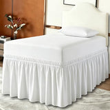 ANARACHON Dorm Bed Skirt Twin XL 36 Inch Drop, 100% Microfiber Extra Long College Dust Ruffle Bedskirt for Adjustable Beds, Elastic Wrap Around Design, White
