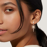 YOIHUR Rose Gold Plated Stud Earrings for Women, Dainty Cubic Zirconia Earring, Hypoallergenic Jewelry, Modern Boho Sunburst & Nature Inspired Earrings, Gift for Mom Wife Girlfriend-Lumina Guide Stud