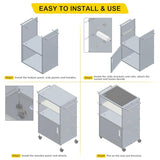Mobile AV Cart with Locking Cabinet & Wheels, Heavy Duty Rolling Media Cart with Customized Pegboard & Hooks
