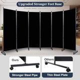 Room Divider Folding Privacy Screens W/Lockable Wheels, 132'' Partition Room Dividers