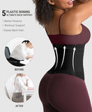 FeelinGirl Waist Trainer for Women Control Waist Cincher Trimmer Triple Belt Hooks Steel Bones Firm Control Body Shaper Black