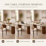 Honyee Sintered Stone Dining Table for 6 to 8, 78.7 Inch Large Rectangular Table with Marble-Look Top