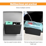 Car Trash Can, Auto Leather Trash Bin Garbage Organizer Holder with One Roll Trash Bag, Mini Foldable Dustbin Storage Bag Container (Black)