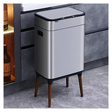 PYRVILAX Smart Sensor Trash Can Stainless Steel Rectangle Bin High Foot Rubbish