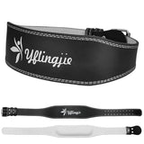 Yflingjie Women's Leather Lumbar Gym Belt for Heavy Lifting - 6.8mm Thick Weight Lifting Belt with Back Brace Support（Women & Men) (M) (black, M(34-38inches))