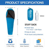 QEZER Ultralight Down Sleeping Bag for Adults 45-68 Degree F with 600 Fill Power, Compact Summer Sleeping Bag for Backpacking, Hiking and Camping