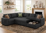 HONBAY Sectional Sleeper Sofa with Pull-Out Bed Storage Chaise