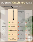 ONEMIX 42" LED Desk Lamp with Clamp, Architect Desk Light with Remote, Adjustable 4-Segment Bar, 1800LM Bright (Black)