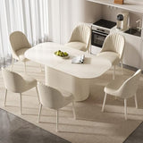 Miuuod 70" White Dining & Kitchen Table Set, Solid Kitchen Table with 6 Chairs