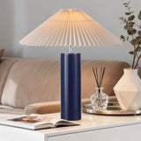 EOEYYOYB Ceramic Table Lamps for Bedroom, Adjustable Shade Lamps for Night Stands, Modern Cylindrical Nightstand Table Lamps, Blue
