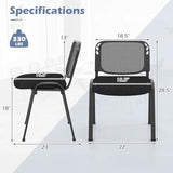 Office Guest Chairs Set of 5 Reception Waiting Room Chairs Stacking with Mesh Back and Thickened