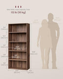 VASAGLE Custos Collection - Bookshelf, 5-Tier Bookcase, Book Shelf, Open Storage Shelf, 9.4 x 23.6 x 52.8 Inches