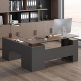 JOMEED 63" L Shaped Executive Standing Desk with Power Outlets and Privacy Panel
