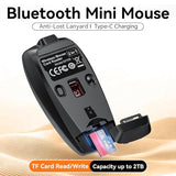 Wireless Mouse Mini Small Finger Bluetooth Mouse with TF Card Reader,Silent Pocket Portable Handheld Tiny Compact USB Travel Optical Mice for PC Laptop Computer Macbook Tablet Kids Women Men Gift