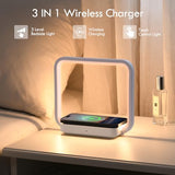 Besides Lamp with Wireless Charging, Table Lamp Touch Control with 10W Fast Charger, Nightstand Lamp with 3-Level Adjustable Brightness