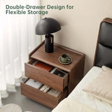 YESWOOD 100% Solid Wood Nightstand, Walnut Night Stand with Drawers
