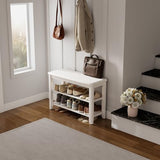AQIMUELE Wood Shoe Rack Bench for Entryway, 2 Tier Shoe Rack for Front Door Entrance, Shoe Bench with Shoe Storage for Entryway, Bedroom, 31.5"