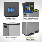 Compartment Step Trash Can – Kitchen Garbage Can with Waste & Recycling Bins – Slow-Close Lid, Odor Control, Hands-Free