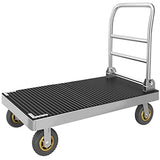 Platform Truck Cart, Foldable Push Cart Dolly Large Flatbed w/Rubber Mat and 6'' Wheels