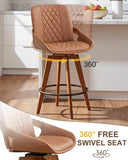 AQG Bar Height Bar Stools Set of 6, Mid Century Modern Bar Chairs Swivel with Back