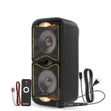 Dolphin BoxParty 212 Dual 12" Portable Bluetooth Party Speaker – Loud Sound with Deep Bass, LED Lights, PA System, 5-Band Equalizer, and Expandable Battery