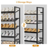 NEYCIL Large Shoe Rack 8 Tier Shoe Organizer, Heavy Duty Metal 4-Tier Stackable Shoe Storage Vertical Shoe Rack for Closet Front Door Entrance, Up to 50 Pairs, 44.8" W x 11.4" D x 56.7" H, Black