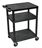 Black Mobile Plastic 3 Shelf AV Presentation Cart