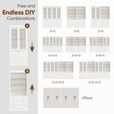 Vyre 71" Tall Modular Farmhouse Bookcase with Glass Doors & Drawers