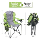 Northroad Oversized Portable Camping Chair, Full Padded Outdoor Folding Chair Support 350 LBS, Heavy Duty Lawn Chair with Cup Holder, Cooler Bag, Lumbar Support, Head Pocket for Adult (Green)