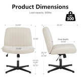 NEWBULIG Wide Seat Home Office Desk Chair Armless, Cross Legged Ergonomic Chair for Bedroom or Study, Adjustable Height Swivel