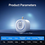 Ranein Electric Mini Tank Water Heater, 2.5 Gallons Point of Use Hot Water Heaters 120V 1440W, Under Sink, Floor Mounted, Ideal for Kitchen, Bathroom and RV