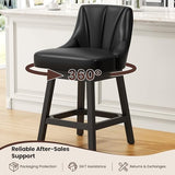 REONEY Swivel Bar Stools Set of 3, 26" Upholstered Counter Height Barstool | Waterproof PU Leather Seat