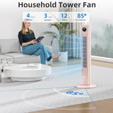 Antarctic Star Tower Fan Portable Floor Fans 85°Oscillating Fan Quiet Cooling 12H Timer Remote Control Standing Bladeless Electric 3 Wind Speeds 4 Modes Bedroom Office,36 inch, Pink