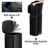 Proof Stainless Steel Kitchen Trash Can with Removable Inner Bucket and Lid Soft Close, Pedal Rubbish Bin for Home Office