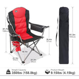 Northroad Oversized Camping Chair, Full Padded Outdoor Folding Chair Support 350 LBS, Heavy Duty Lawn Chair w/Cup Holder, Cooler Bag, Lumbar Support for Adult-Black