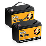 Rvpozwer 2 Pack 24V 100Ah LiFePO4 Lithium Battery, Built-in 100A BMS