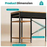 47.2" Computer Desk with 6 Drawers and 2 Open Shelves, Rustic Brown Writing Desk with Storage Cabinet & Metal Frame, Modern Industrial Home Office Executive Desk Workstation for Small Space