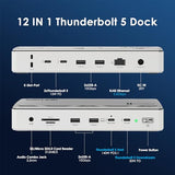 12-in-1 TB5 Docking Station with 120Gbps Max Transfer, 140W PD, 2.5G Ethernet, 4X USB-A 3.2 Gen 2, SD4.0, for Windows 11